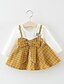 Χαμηλού Κόστους Βρεφικά Φορέματα για Κορίτσια-Μωρό Κοριτσίστικα Βασικό Βαμβάκι Καρό Μονόχρωμο Κουρελού Μακρυμάνικο Πάνω από το Γόνατο Φόρεμα Κίτρινο Ανθισμένο Ροζ Βαθυγάλαζο / Νήπιο