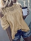 abordables Chemises Pour Femme-Women&#039;s T shirt Solid Colored Ruffle Lace Round Neck Tops Orange Brown White