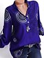 cheap Women&#039;s Blouses &amp; Shirts-Women&#039;s Shirt Geometric Floral Fashion Print Tops V Neck Blue Khaki Green