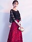 זול שמלות קוקטייל-גזרת A שמלות מיוחדות בלוק צבע שמלה חגים מסיבת קוקטייל באורך הקרסול חצי שרוול עם תכשיטים תחרה עם סרט 2024