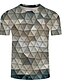 abordables Camisetas y camisas de tirantes de hombre-Hombre Tallas Grandes Estampado Camiseta, Escote Redondo Geométrico Gris Oscuro / Manga Corta