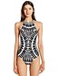 cheap One-piece swimsuits-Women&#039;s Basic Black Cheeky One-piece Swimwear Swimsuit - Geometric Print S M L Black