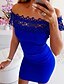cheap Mini Dresses-Women&#039;s Slim Bodycon Dress Lace Fashion Off Shoulder Spring Black Wine Blue S M L XL