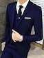 cheap Men&#039;s Trench Coat-Black / Red / Navy Blue Slim Polyester Men&#039;s Suit - Notch lapel collar