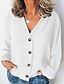 cheap Sweaters &amp; Cardigans-Women&#039;s Blouse - Solid Colored Fashion / Button V Neck Black / Spring / Summer / Fall / Winter