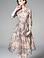 Недорогие Платья из романтического кружева-Women&#039;s Elegant Swing Dress - Solid Colored Patchwork Lace Trims Lace Khaki S M L XL