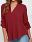 billige Bluser og skjorter til kvinner-Women&#039;s Plus Size Blouse - Solid Colored V Neck Black