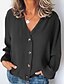 cheap Sweaters &amp; Cardigans-Women&#039;s Blouse - Solid Colored Fashion / Button V Neck Black / Spring / Summer / Fall / Winter