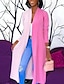 Недорогие Женские пальто и тренчи-Women&#039;s Trench Coat Solid Colored Chiffon Chic &amp; Modern Fall Winter Coat V Neck Long Coat Daily Long Sleeve Jacket Blushing Pink