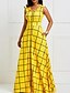 cheap Maxi Dresses-Women&#039;s Maxi Swing Dress V Neck Yellow M L XL XXL