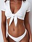 cheap Bikinis-Women&#039;s Bandeau Basic Bikini Swimsuit Solid Colored Swimwear Bathing Suits White