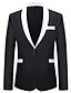 cheap Men&#039;s Trench Coat-Men&#039;s Blazer, Solid Colored / Color Block Peaked Lapel Rayon / Polyester White / Black / Slim