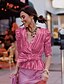 cheap Women&#039;s Blouses &amp; Shirts-Women&#039;s Shirt Solid Colored Slim Tops V Neck Blue Blushing Pink Gold