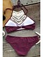 cheap Women&#039;s Swimwear-Women&#039;s Swimwear Bikini Swimsuit Wine Black Crop Top Halter Neck Bathing Suits / Sexy