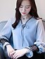 cheap Plus Size Tops-Women&#039;s Blouse Solid Colored V Neck Daily Holiday Lace Long Sleeve Tops Basic Gray Orange