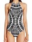 cheap One-piece swimsuits-Women&#039;s Basic Black Cheeky One-piece Swimwear Swimsuit - Geometric Print S M L Black
