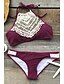 cheap Women&#039;s Swimwear-Women&#039;s Swimwear Bikini Swimsuit Wine Black Crop Top Halter Neck Bathing Suits / Sexy