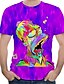 levne Pánská tílka a topy-Men&#039;s T shirt Cartoon 3D Plus Size Round Neck Print Regular Fit Tops Purple