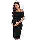 cheap Maternity Wear-Women&#039;s Sheath Dress Wine Black Dark Gray Navy Blue Short Sleeve Off Shoulder S M L XL / Above Knee / Maternity