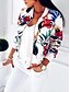 cheap Women&#039;s Jackets-Women&#039;s Jacket Street Fall Spring Regular Coat V Neck Slim Sporty Classic &amp; Timeless Jacket Long Sleeve Floral / Botanical Floral Blue White / Loose / Print