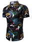 cheap Men&#039;s Shirts-Men&#039;s Floral Print Slim Shirt - Cotton Classic Collar Navy Blue
