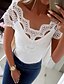 Χαμηλού Κόστους Γυναικείες Μπλούζες &amp; Πουκάμισα-Γυναικεία Δαντελένιο πουκάμισο Μπλουζάκι Μονόχρωμο Μαύρο Λευκό Κίτρινο Δαντέλα Ώμοι Έξω Μόδα Καθημερινή Ένδυση Βασικό Ώμοι Έξω Κανονικό Καλοκαίρι Άνοιξη Φθινόπωρο