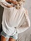 voordelige Damesblouses en -shirts-Dames Overhemd Tops gaan Blouse Concerttoppen Zwart Wit Effen Kant Netstof Lange mouw Straat V-hals Ruim Passend S