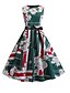 cheap Vintage Dresses-Women&#039;s Elegant A Line Dress - Floral White Green S M L XL