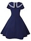 cheap Vintage Dresses-Women&#039;s Swing Dress Short Sleeve Shirt Collar Red Navy Blue S M L XL XXL