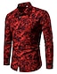 billige Hawaii-skjorte til mænd-Herre Skjorte Aloha skjorte Geometrisk Krave Blå Rød Hvid Daglig Weekend Langærmet Tøj Årgang Mode Retrorød
