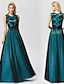 tanie Brautjungfernkleider-A-Line Bridesmaid Dress Jewel Neck Sleeveless Elegant Floor Length Tulle with Pleats / Appliques 2022