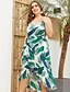 cheap Plus Size Dresses-Women&#039;s Plus Size Sheath Dress Sleeveless Floral Ruffle Lace up Off Shoulder Basic Boho Green XL XXL XXXL XXXXL