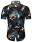 cheap Men&#039;s Shirts-Men&#039;s Floral Print Slim Shirt - Cotton Classic Collar Navy Blue