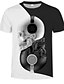 billige T-skjorter med 3D-trykk til herrer-Herre T skjorte Skjorte Grafisk 3D Hodeskaller Rund hals Avslappet Daglig Trykt mønster Kortermet Normal Topper Gatemote overdrevet Svart / Sommer