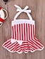 ieftine Costume de baie-Copil 0-12 Luni Fete De Bază Dungi Cu Șiret Imprimeu Fără manșon Costum Baie Roșu-aprins