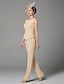 cheap Mother of the Bride Dresses-Pantsuit 3 Piece Suit Mother of the Bride Dress Plus Size Elegant Wrap Included Bateau Neck Floor Length Chiffon Sleeveless with Beading Appliques 2022