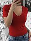 cheap Plus Size Tops-Women&#039;s T-shirt - Solid Colored Fashion V Neck Red / Spring / Summer / Fall / Winter