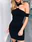 cheap Mini Dresses-Women&#039;s Bodycon Knee Length Dress Black Sleeveless Solid Color Off Shoulder Halter Neck Hot Sexy Party Club S M L XL