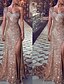 cheap Evening Dresses-Sheath / Column Elegant Formal Evening Dress One Shoulder Sleeveless Court Train Satin with Split Front 2021