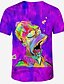 levne Pánská tílka a topy-Men&#039;s T shirt Cartoon 3D Plus Size Round Neck Print Regular Fit Tops Purple