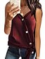 cheap Plus Size Tops-Women&#039;s T-shirt Solid Colored Fashion Button Tops V Neck Wine Black Orange