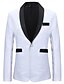 cheap Men&#039;s Trench Coat-Men&#039;s Blazer, Solid Colored / Color Block Peaked Lapel Rayon / Polyester White / Black / Slim