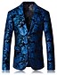 رخيصةأون معطف واق من المطر للرجال-Men&#039;s Blazer Blazer Geometric Regular Fit Rayon / Polyester Men&#039;s Suit Blue - Peaked Lapel