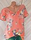 abordables Tops de tallas grandes-Mujer Camiseta Un Color Tallas Grandes Encaje Estilo Floral Manga Corta Ropa Cotidiana Tops Blanco Rosa Naranja