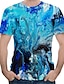 זול חולצות טריקו קז&#039;ואל לגברים-בגדי ריקוד גברים מידות גדולות טישרט מופשט גראפי דפוס צמרות צווארון עגול כחול בהיר