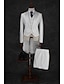 cheap Suits-milk white Solid Colored / Striped Standard Fit Cotton / Polyester Suit - Peak Single Breasted More-Button / Suits