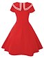 cheap Vintage Dresses-Women&#039;s Swing Dress Short Sleeve Shirt Collar Red Navy Blue S M L XL XXL