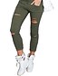 billige Bukser til kvinner-Dame Gatemote Store størrelser Skinny Chinos Bukser - Ensfarget Svart Militærgrønn S / M / L
