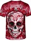 cheap Men&#039;s Tees &amp; Tank Tops-Men&#039;s 3D Skull Plus Size T-shirt Print Tops Round Neck Wine