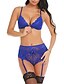 cheap Sexy Lingerie-Women&#039;s Wireless Padless 3/4 Cup Bra &amp; Panty Set Solid Colored Super Sexy Wine Black Blue / Deep V